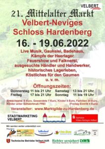 Plakat 21. Mittelaltermarkt Schloss Hardenberg 2022