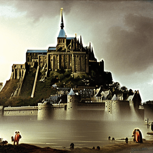 Der Mont Saint Michel im Stil von Jacques-Louis David - dem französischen Historienmaler des Klassizismus.