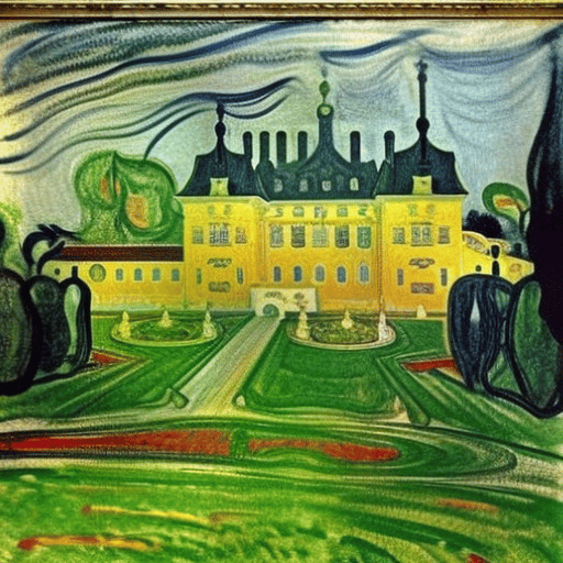 Drottningholms Slott im Stil von Edvard Munch - dem norwegischen Maler des Expressionismus.