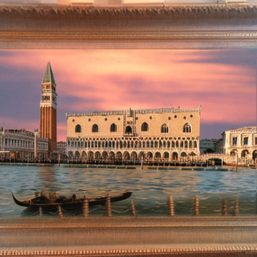 Der Dogenpalast in Venedig im Stil von Canaletto - dem venezianischen Vedutenmaler klassischen Moderne.