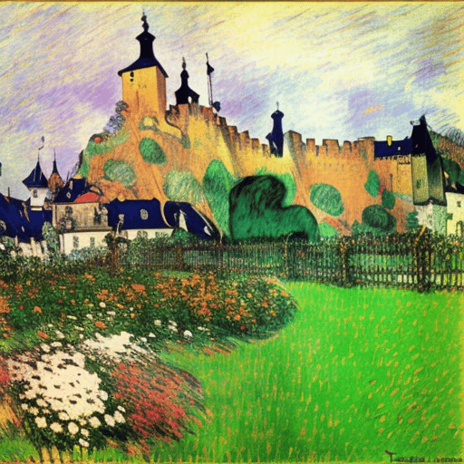 Die Riegersburg im Stil von Henri de Toulouse-Lautrec - dem französischen Maler des Post-Impressionismus.
