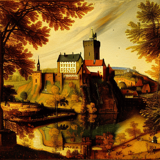 Die Wartburg im Stil von Rembrandt van Rijn - einem der bedeutendsten und bekanntesten niederländischen Künstler des Barock.