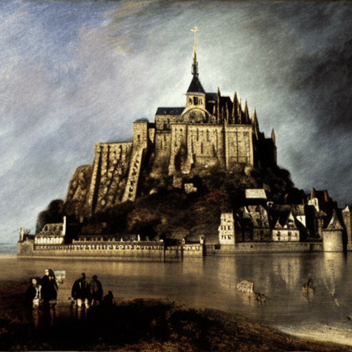 Der Mont Saint Michel im Stil von Antoine Watteau – dem Maler des französischen Rokoko.