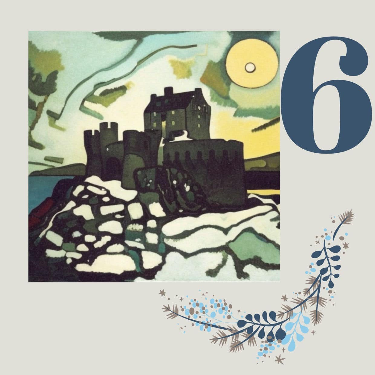 Eilean Donan Castle im Stil von Wassily Kandinsky – dem russischen Maler des "Expressionismus".